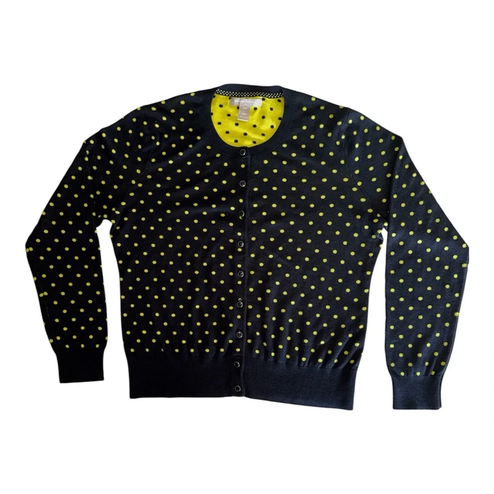 Banana Republic Navy and Yellow Polka Dot Cardigan - Picture 2 of 11